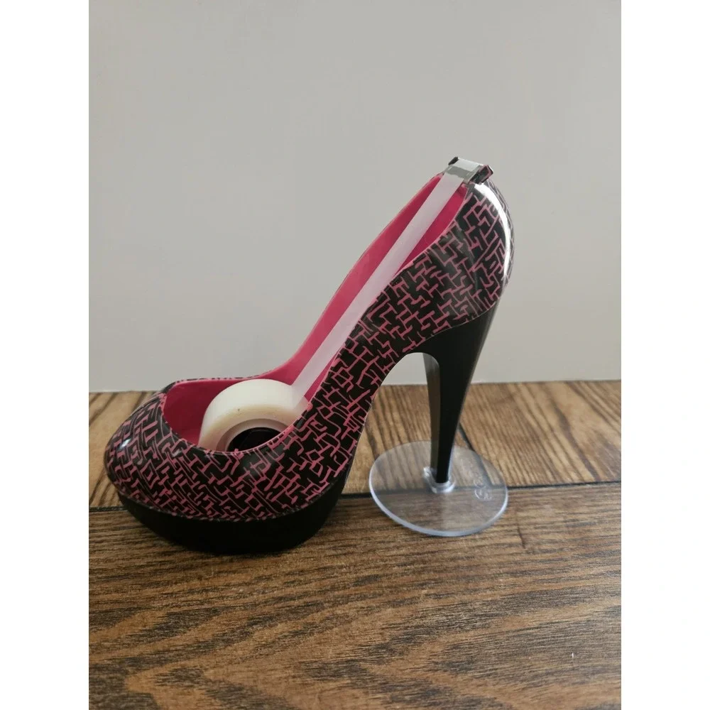 Vintage Scotch Brand High Heel Shoe Tape Dispenser Pink & Black Desk Accessory